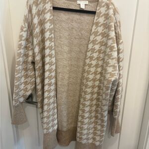 H&M WOMENS HOUNDSTOOTH LONG CARDIGAN